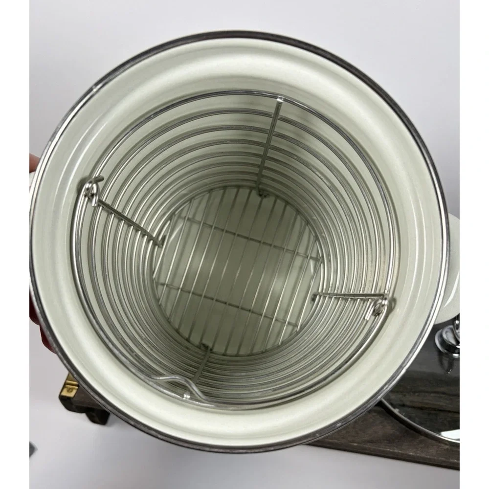 Vintage Pfaltzgraff Yorktowne Enamel Asparagus Pot, Lid, Metal Steamer Pre-Owned